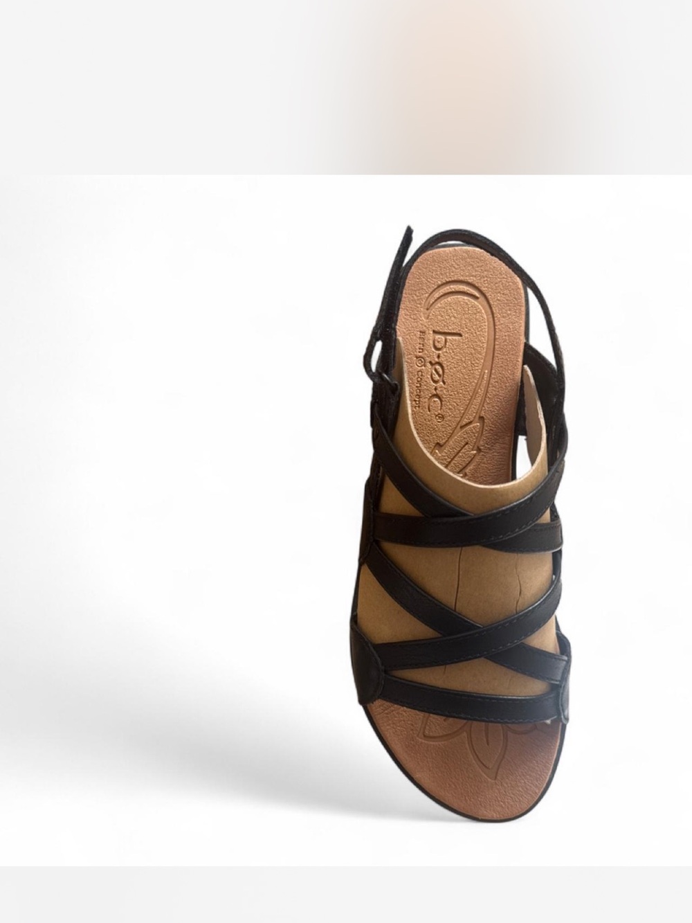 b.o.c. Black Strappy Slingback Sandals with Tan Footbed - Picture 2 of 3